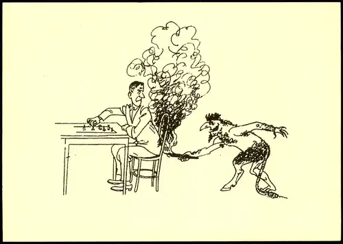 Ansichtskarte  Schach-Spiel Chess-Game Motivkarte Teufel & Spieler 2005