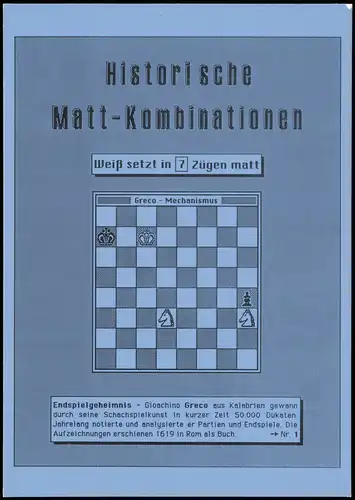 Schach-Spiel Chess-Game Motiv-AK Historische Matt-Kombinationen 2000