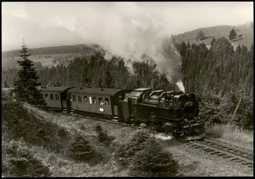 Harzquerbahn Bergbahn Harz DDR Ansicht Eisenbahn, Dampflok 1984