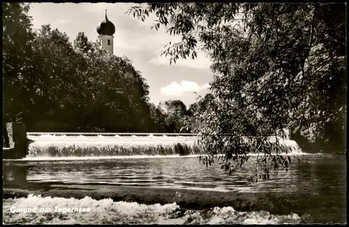 Ansichtskarte Gmund am Tegernsee Panorama-Teilansicht Fluss-Wehr 1959