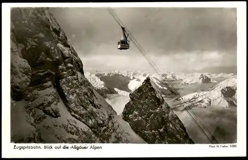 Ansichtskarte Ehrwald Zugspitzbahn - Blick auf die Allgäuer Alpen 1952