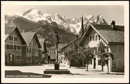 Ansichtskarte Garmisch-Partenkirchen Floriansplatz Ortsansicht 1956