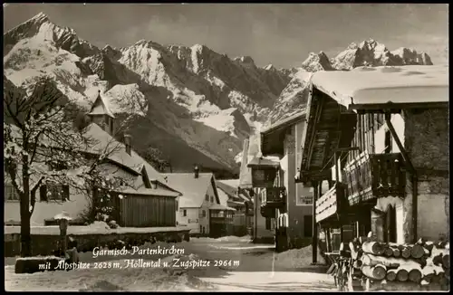 Ansichtskarte Garmisch-Partenkirchen Ortsansicht mit Bergpanorama 1960