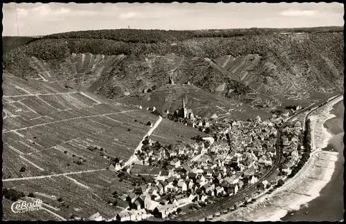 Ansichtskarte Klotten Panorama-Ansicht; Ort an der Mosel 1955