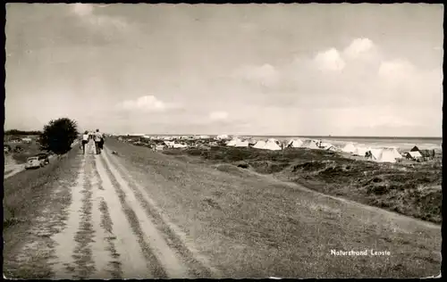 Ansichtskarte Lenste bei Grömitz Naturstrand, Zelte, Auto - Fotokarte 1957