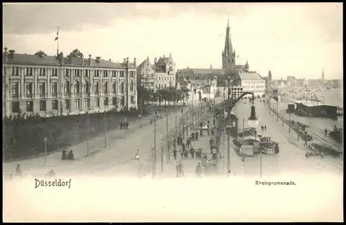 Ansichtskarte Düsseldorf Rheinpromenade 1909