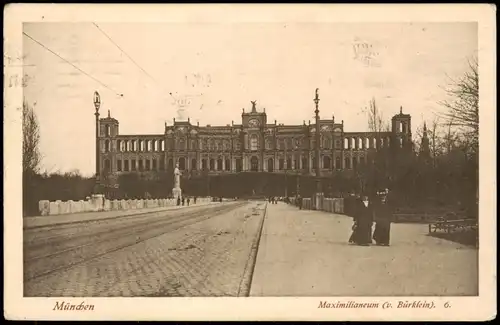 Haidhausen-München Maximilianeum (v. Bürklein) 1916  gel Rollstempel