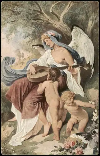 A. Zick pinx Heitere Musik Künstlerkarte: Gemälde / Kunstwerke Engel 1912