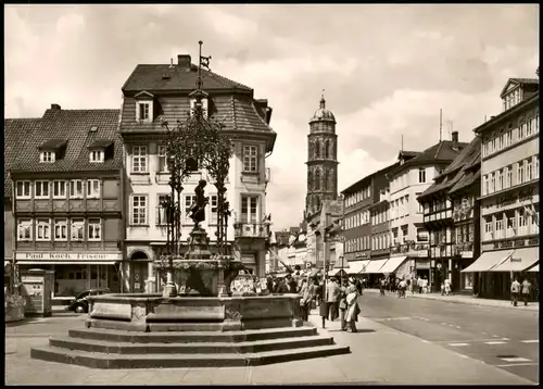 Ansichtskarte Göttingen Gänseliesel mit Jacobiturm, Frisör Paul Koch 1962