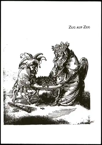 Schach - Spiel Fernschach beschrieben, Künstlerkarte Zug auf Zug 2002