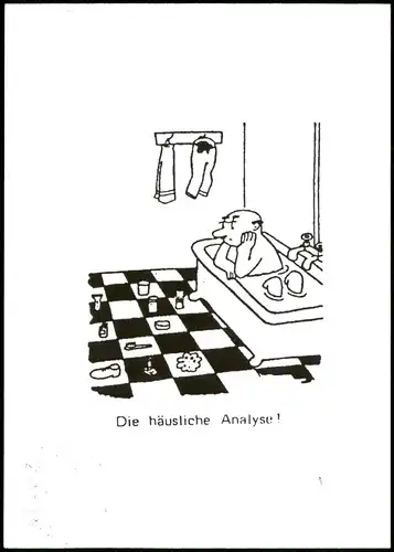 Schach - Spiel Fernschach beschrieben Scherzkarte häusliche Analyse 2002