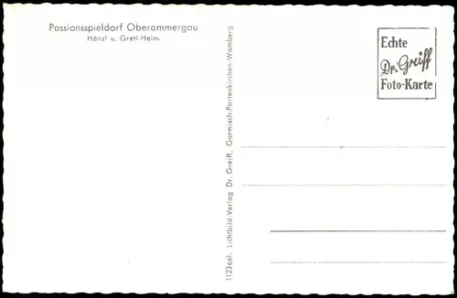 Ansichtskarte Oberammergau Hänsl u. Gretl-Heim 1960