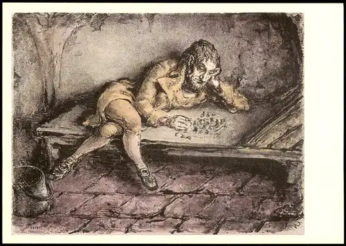 Ansichtskarte  A. PAUL WEBER: MIT SICH SELBST Schach - Spiel 1976