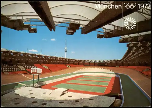 Milbertshofen-München OLYMPIAGELÄNDE, Radstadion mit Olympiaturm (290 m) 1972