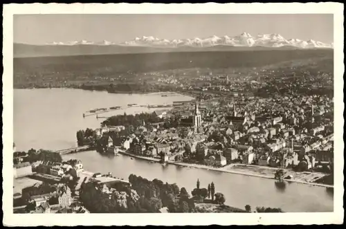 Ansichtskarte Konstanz Luftbild Luftaufnahme 1954  Bahnpost (Bahnpoststempel)