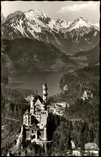 Ansichtskarte Schwangau Schloss Neuschwanstein mit Berg-Panorama 1960