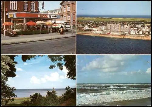 Westerland-Sylt Mehrbild-AK mit SPAR-Markt Navrath, Luftbild, Keitum, Nordsee 1984