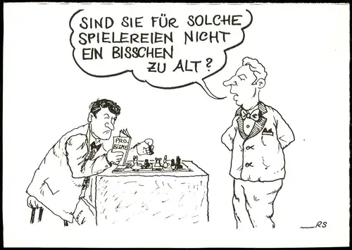 Ansichtskarte  Schach Chess Spiel Illustration zweier Spieler 1997