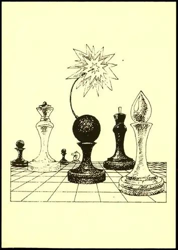 Ansichtskarte  Schach Chess Spiel Illustration mit Schachfiguren 2010
