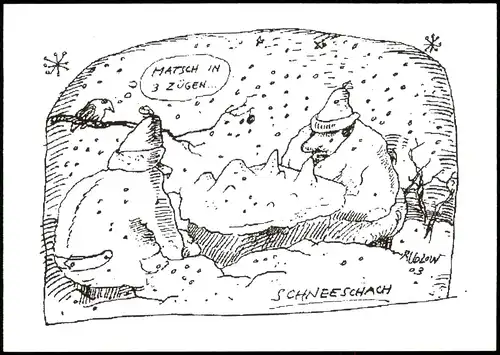 Ansichtskarte  Schach Chess Spiel Illustration "Schnee-Schach" 2011