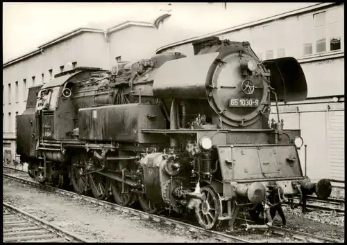 Eisenbahn Motiv-AK Dampflokomotive Baureihe 65 in Gera Hbf. 1979