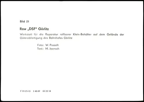 Eisenbahn Motiv Raw DSF Görlitz Werkstatt Güterabfertigung Bahnhof Görlitz 1980