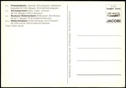 Mehrbild-AK Preßnitztalbahn, Schmalspurbahn, Weißeritztalbahn 1990