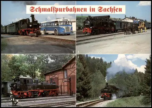 Mehrbild-AK Eisenbahnen Sächsische Schmalspurbahnen und Museen 1990