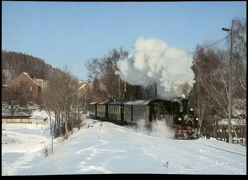 Eisenbahn Motiv-AK Dampflokomotive Döllnitzbahn Personenzug   Kemmlitz 2005