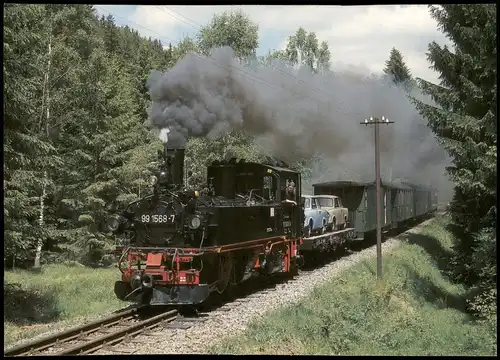 Preßnitztalbahn Personenzug und Trabant-Sonderbeförderung  Schlössel 2006