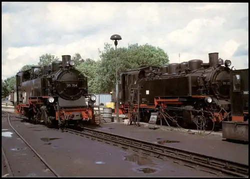 Eisenbahn Dampflokomotive Rügensche Kleinbahn im Lokbahnhof Putbus 1994