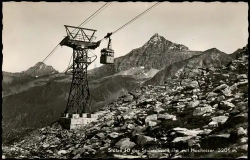 .Tirol Bergbahn Stütze 10 der Stubachseilbahn mit Hocheiser 1958