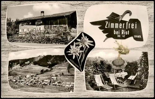 Wengen Mehrbildkarte mit Ansichten von der Unterkunft Georg Rist 1960