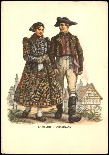 .Baden-Württemberg Mann und Frau BADISCHES FRANKENLAND Typen Künstlerkarte 1941