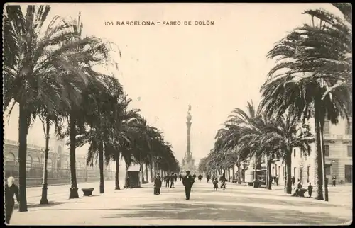Postales Barcelona PASEO DE COLÓN 1912