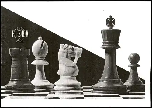 Schach Chess - Spiel FISBA Künstlerkarte Schachfiguren Fernschach 2002