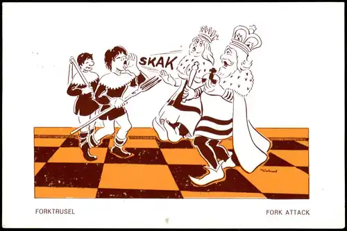 Schach Chess - Spiel , Scherzkarte Bauern Könige - Fernschach 1983