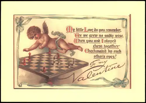 Ansichtskarte  Schach Chess - Spiel Schachspiel Engel Angel 1981