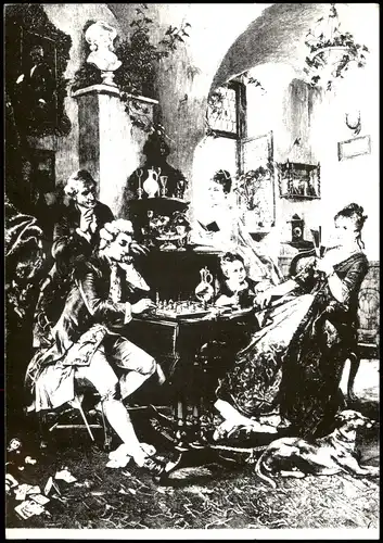 Ansichtskarte  Schach Chess - Spiel Hystorienbild - gel. Fernschach 1989