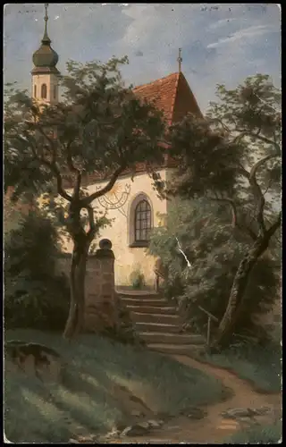 Ansichtskarte  Stimmungsbild: Ort, Dorfkirchlein 1916