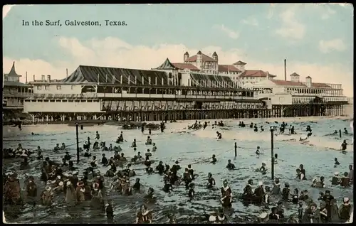 Postcard Galveston (Texas) In the Surf - Taxas 1914