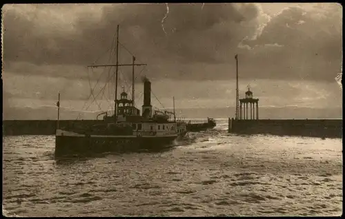 Ansichtskarte Friedrichshafen Hafen, Dampfer - Stimmungsbild 1919