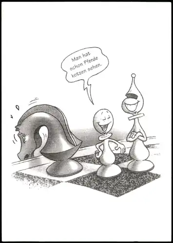 Schach Chess Spiel, Scherzkarte Man hat schon Pferde kotzen vw Fernschach 2008