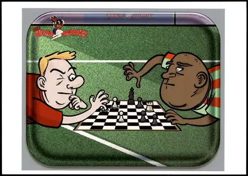 Schach Chess - Spiel, Fußballfeld - Scherzkarte vw Fernschach 2012