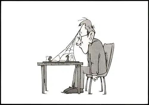Ansichtskarte  Schach Chess - Spiel, Mann mit SPINNENWEBEN vw Fernschach 2007