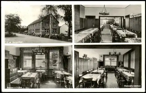 Neureut-Karlsruhe Mehrbild-AK Gaststätte ZUM ROSENHOF Bes. Alois Hertweck 1955