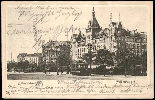 Ansichtskarte Düsseldorf Wilhelmplatz, Straßenbahn 1902