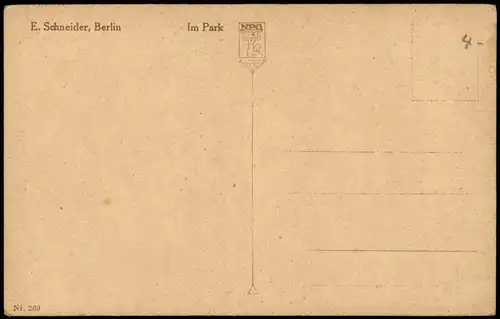 E. Schneider, Berlin Im Park Frau Künstlerkarte: Gemälde / Kunstwerke 1915