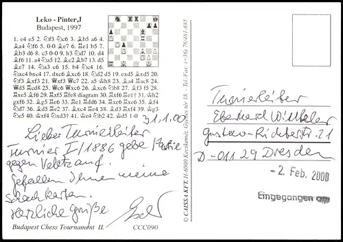 Budapest Chess Tournament II. Schach Chess - Spiel Leko - Pinter,J 1997