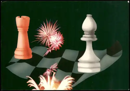 Schach Chess - Spiel Künstlerkarte Fischer - Cardoso New York 1957 1998